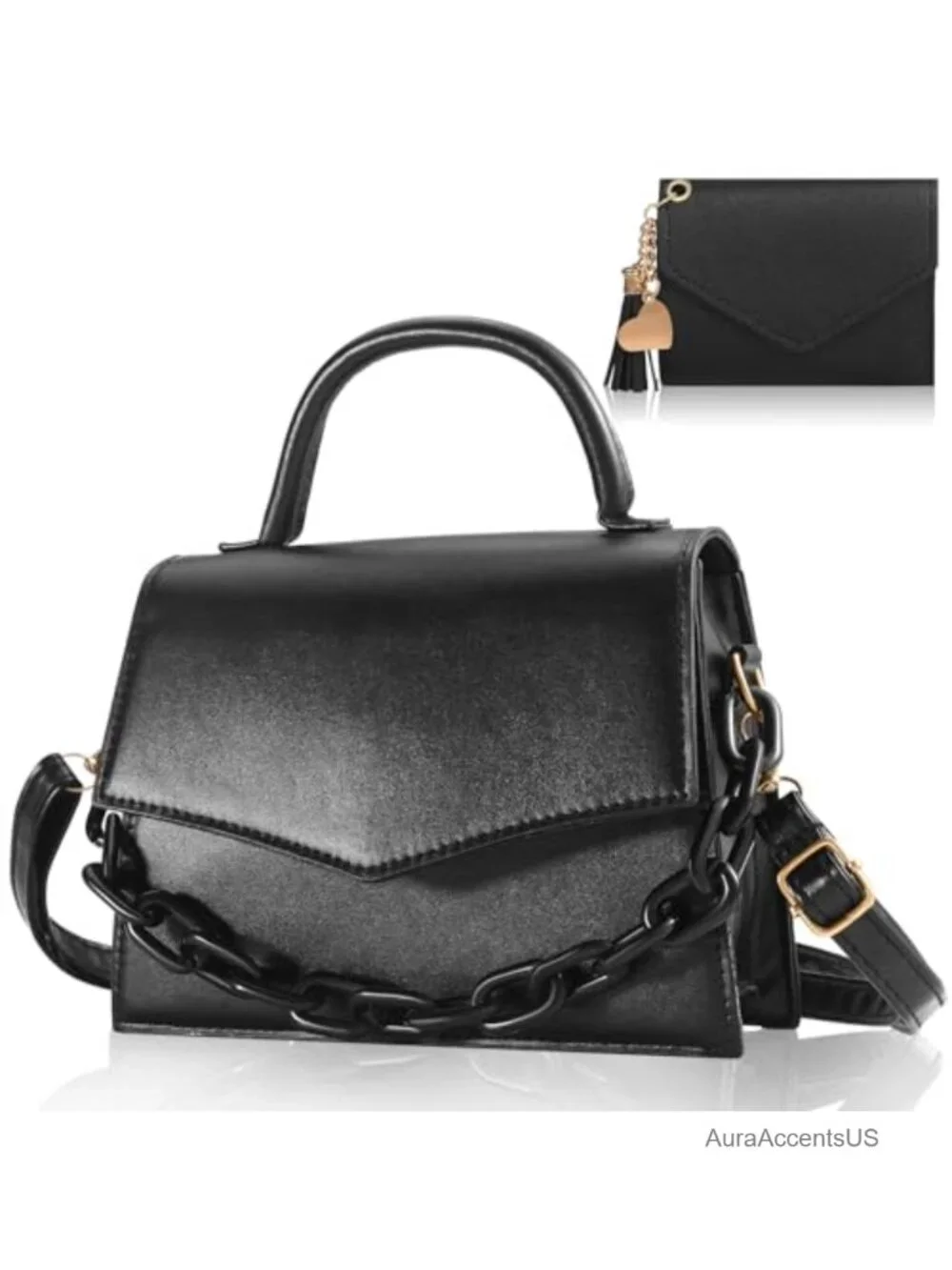 Trendy Small Satchel Crossbody Bag with Detachable Chain